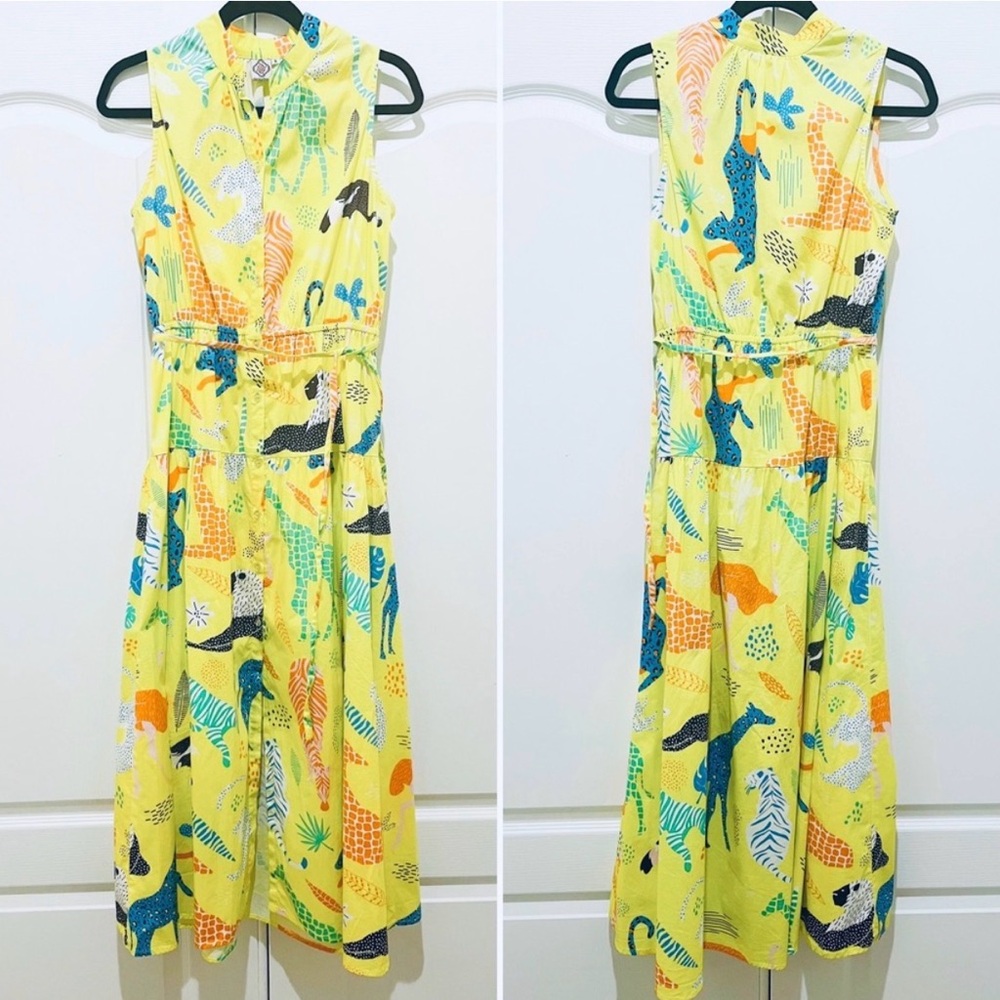 Sheridan French Animal Dress in yellow size medium